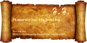 Humenszky Hajnalka névjegykártya